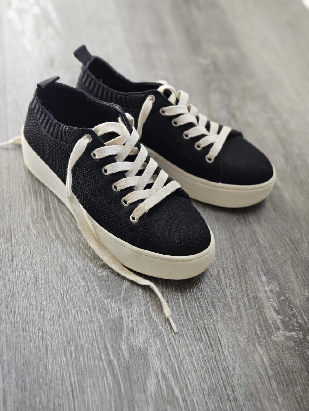 Steve Madden Bardo Platform Sneakers Athletic Black Lace-up Chunky Heel Womens 8
